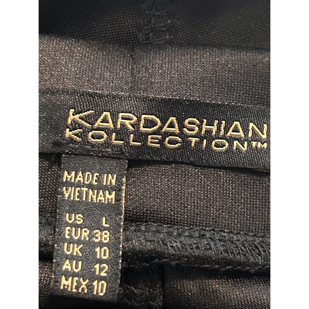 Kardashian Kollection Black Faux Leather Side Stripe Ponte Leggings Womens Large - Picture 8 of 9